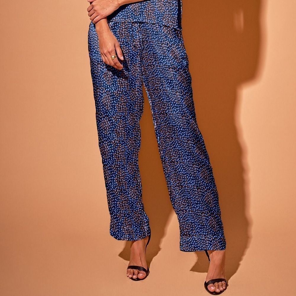Tucker Camilla Pants Midnight Orange Spots in Silk Stretch Charmeuse Wide Leg